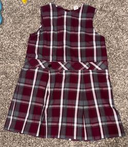 Girls Maroon and Gray Jumper Dress