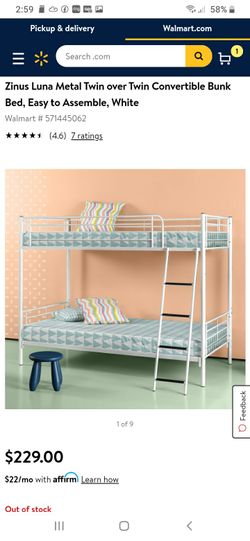 New In box twin over twin bunk bed mattresses not included white color