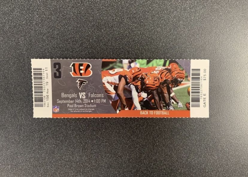 Cincinnati Bengals Vs Falcons Opening Day Season Ticket Stub 9