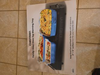 Chemin family-sized glass top warming tray