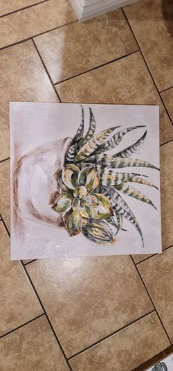 Succulent and Shell Canvas Painting
