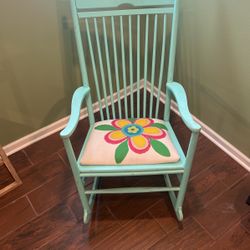 Vintage Rocking Chair With Hand Stitched Cushion  