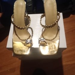 Brand New Gold Heels From Shien With Rings For Toes