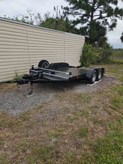 16' Car Trailer With Title And Winch