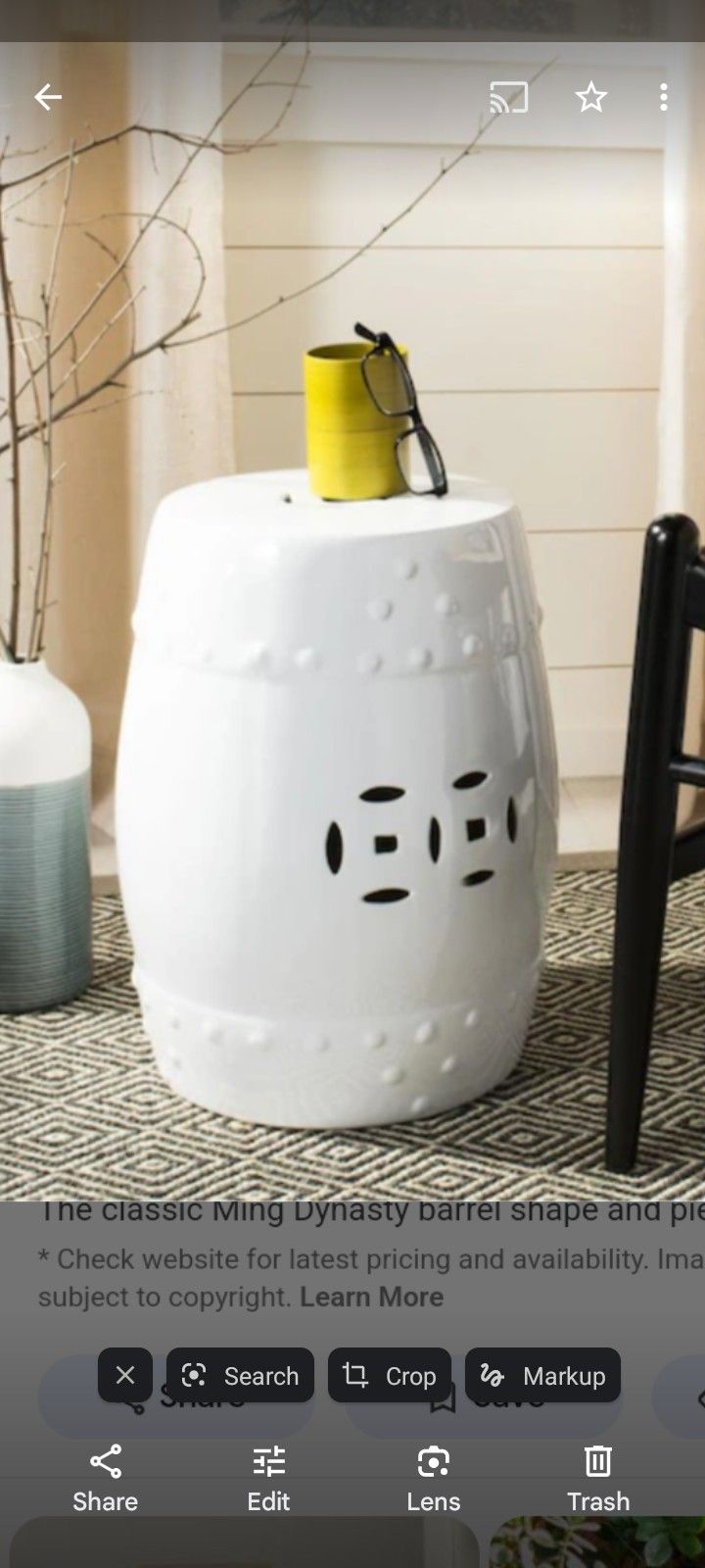 Ceramic Garden Stool Venice Beach Pick Up