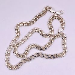 Sterling Silver Chino Link Chain Necklace Stamped 925