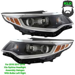 For 2016 2017 2018 Kia Optima Headlight Assembly Halogen With Bulbs Left Right Pair