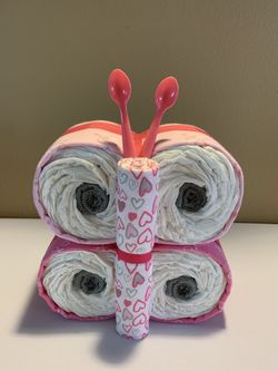 Butterfly Diaper Cake - Pink