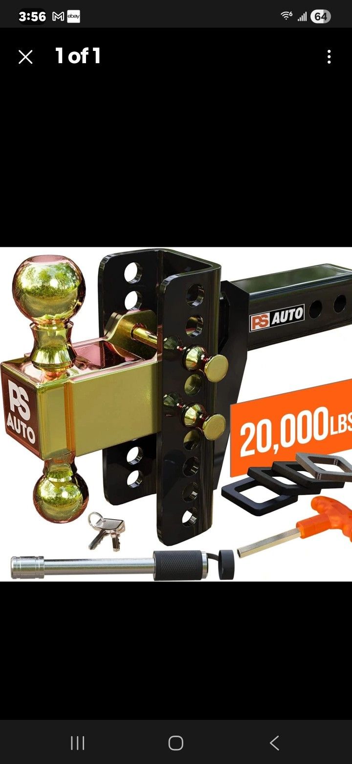 HITCH-ADJUSTABLE TRAILER HITCH BALL MOUNT- 20000LBS. FITS 2 And 2-5/16 In