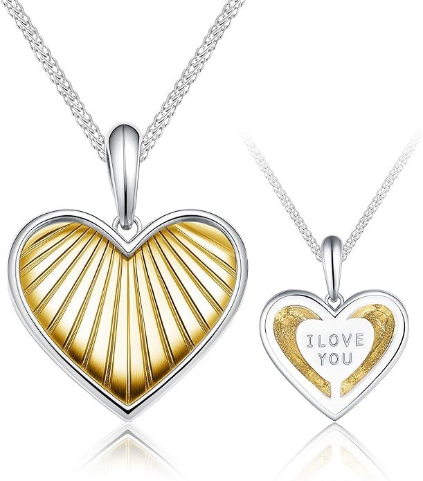 Ceaklev Sterling Silver Heart Pendant Necklace