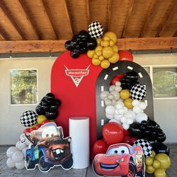 Cars Theme Backdrop With Balloons