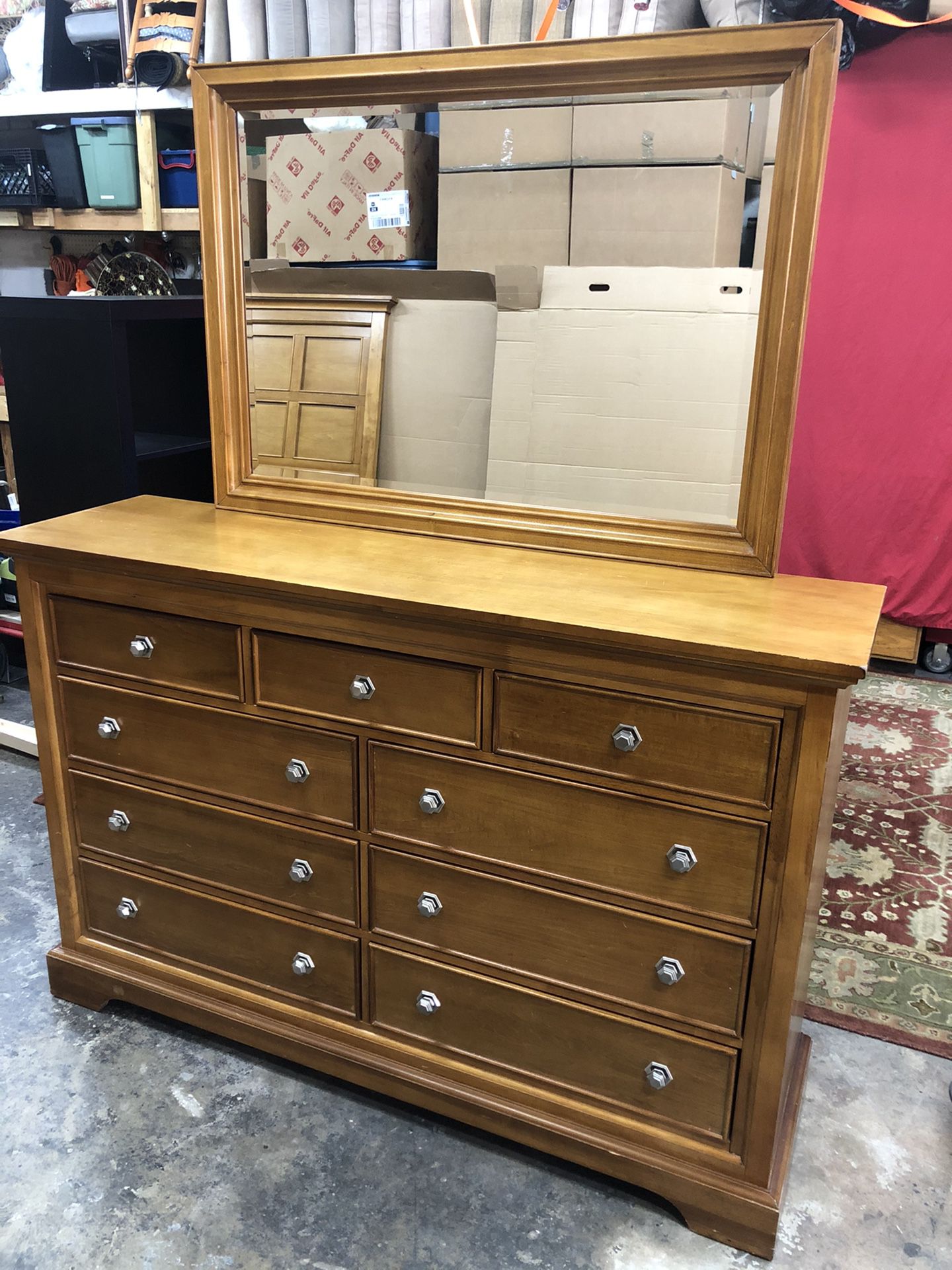 Solid Wood 9 drawer dresser with mirror