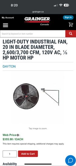 Dayton Air Circulator With Wall Bracket