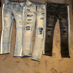 Men’s Skinny Stretched Ripped/Biker Jeans 32x32