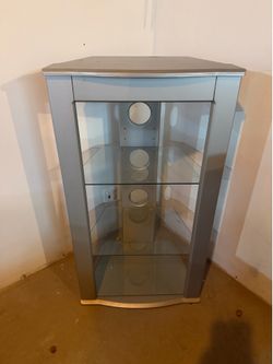 Glass Corner TV Stand with Adjustable Shelves & Cable Management