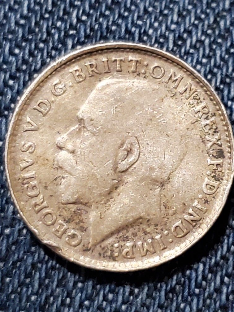1918 Great Britian Three Pence Silver Coin!