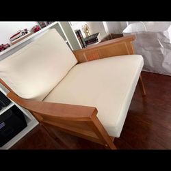 SELLING ASAP!! Armchairs cream color rattan sides 2 of them never used