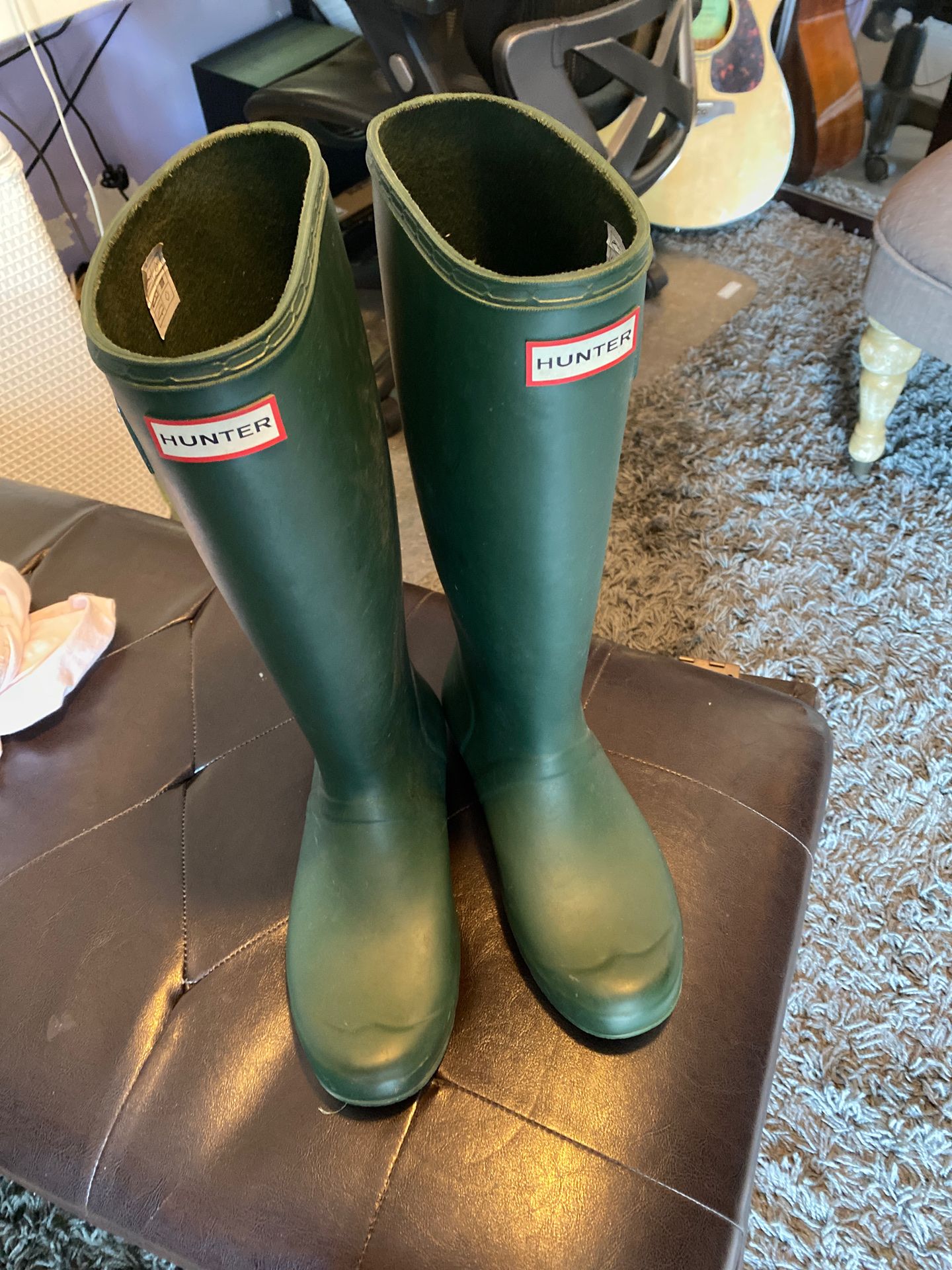 Women Hunter Green Rain Boots size # 10