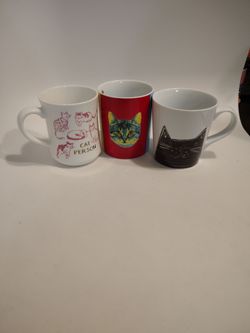 3 cat mugs