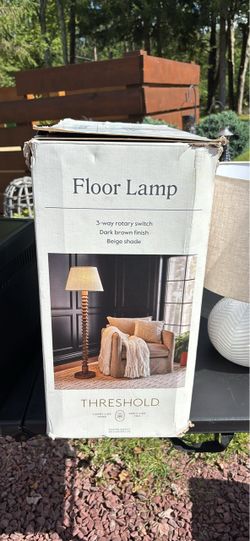 Threshold Floor Lamp Dark Brown with Beige Shade