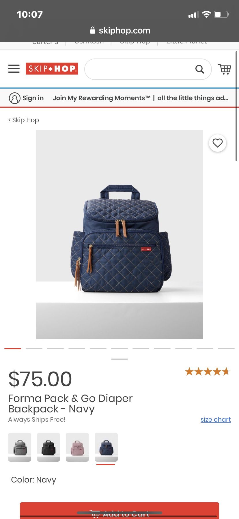 Skip And Hop Navy Diaper Bag