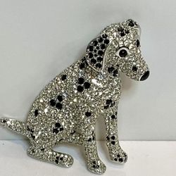 Original Swarovski Vintage Large Crystal Dalmatian Dog Pin Brooch #SW1, Mint !