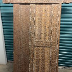 Hand-carved Wooden King Headboard