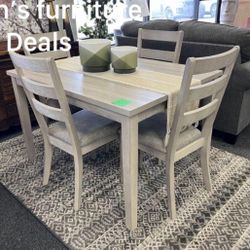 5-pc Dining Table Set Light Gray 