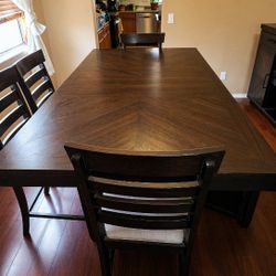 Modern Dark Wood Dining Table Set with Chairs