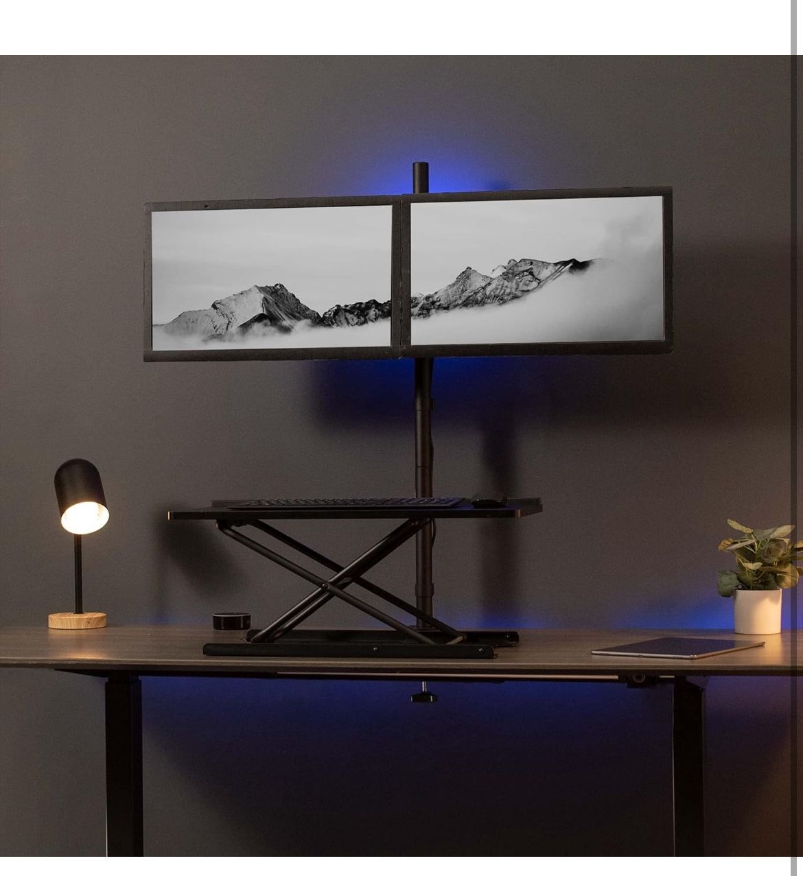 Brand New VIVO Dual Monitor Stand Up Desk Mount Extra Tall 39 inch Pole, Fully Adjustable Stand for up to 27 inch Screens, Black, STAND-V012