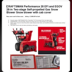 Craftsman snow blower with cab