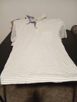 Men's Striped Short Sleeve Polo Shirt Large $4