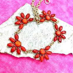 Fashion Sparkling Red Floral Necklace