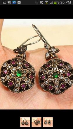 925 Silver earrings topaz ruby emerald