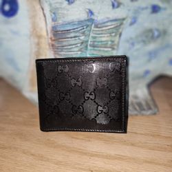 New Mens GUCCI Signature Bi-Fold Wallet Leather Black