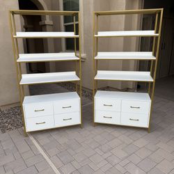 Bookshelf With Drawers Set Of 2