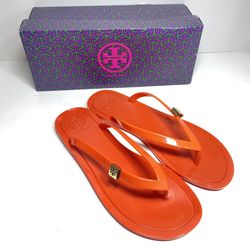 Tory Burch Flip Flop Sandals Size 9 Michaela Bow Jelly Orange