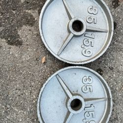 2 Olympic Size 35 Lb Weights 70 Lbs Total