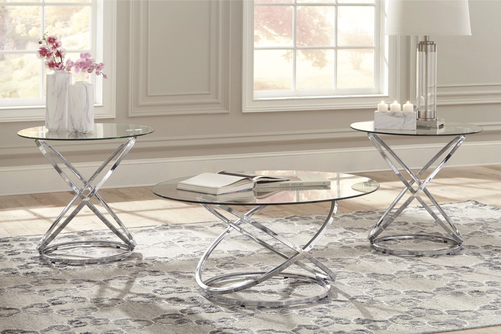 Chrome And Glass Living Room Tables