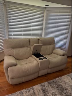 Leather loveseat, power reclining chair, good condition