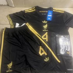 Mexico Black & Gold Adidas Jersey Set (With Shorts & Socks) – Size 24&26