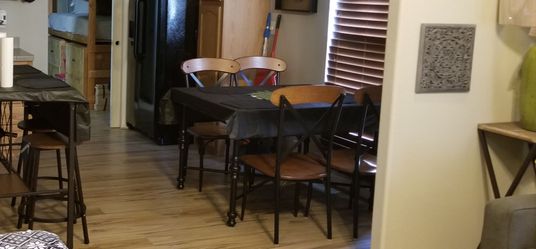 Wood/iron dining table 36×48  & 4 chairs $100