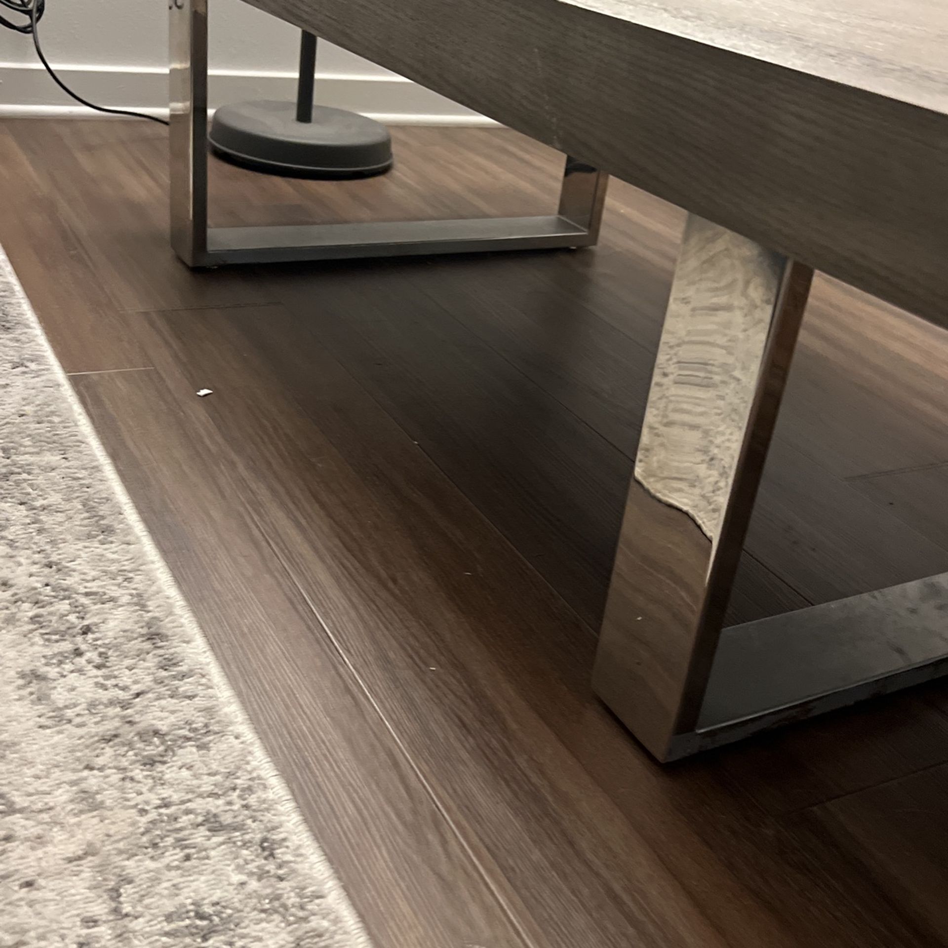 Hardwood And Chrome Leg Coffee Table