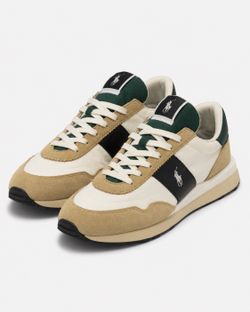 Polo Ralph Lauren Train 89 Men’s Sneakers Size 11.5 Cream Tan Green