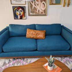 Jonathon Louis Teal Blue Sofa - Free Delivery Throughout Omaha
