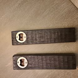 Custom made bottle opener made out of whiskey/wine staves