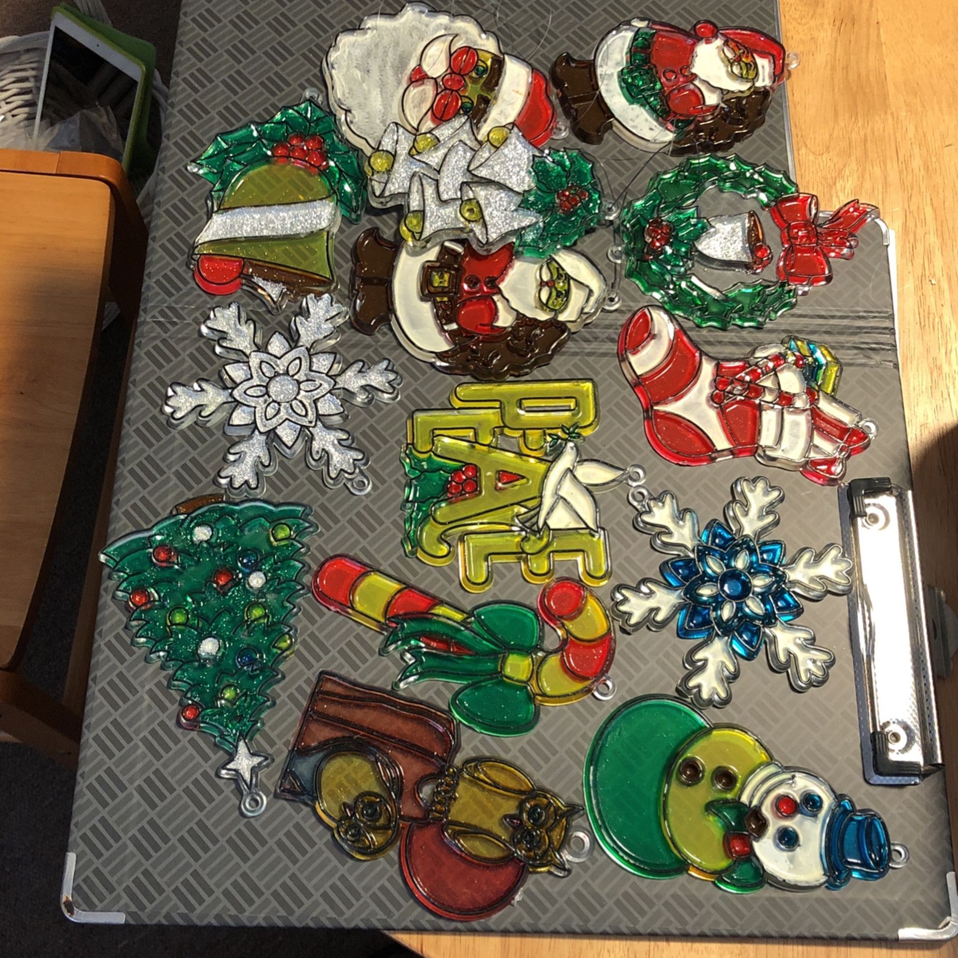(#7) 10 Vintage Stained Glass Style Christmas Ornaments