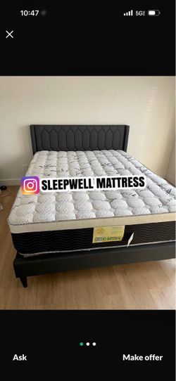 New Queen bed frame with mattress