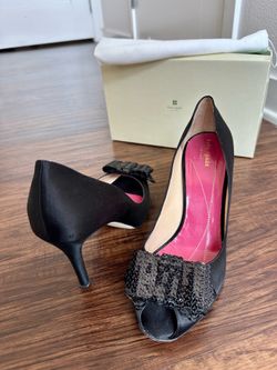 Made in Italy! Kate Spade Satin heels with bows. Size 10