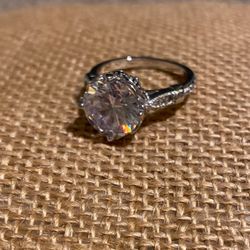 Large CZ Wedding Ring Size 6 
